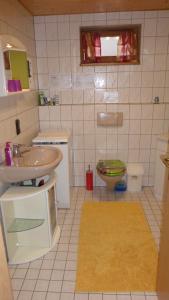 エルツァッハにあるSchwarzwaldhausの小さなバスルーム(洗面台、トイレ付)