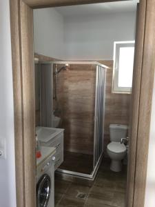 アルハンゲロスにあるTASSOS-Hausのバスルーム(シャワー、トイレ、シンク付)