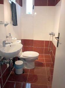 een badkamer met toilet en wastafel bij ESTIA Holiday Apartment & Studio in Vathi +47 foto's