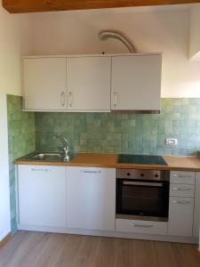a kitchen with white cabinets and a sink at Agriturismo Kralj in Trieste