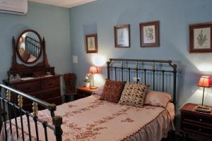 a bedroom with a bed and a large mirror at Casa Rural Los Membrillos in Teba +33 photos