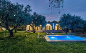 a house with a swimming pool in a yard at Vardavilla in Lithakia