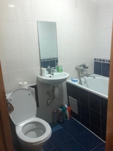 La salle de bains est pourvue de toilettes et d'un lavabo. dans l'établissement Здається квартира подобово, à Kamianets-Podilsky