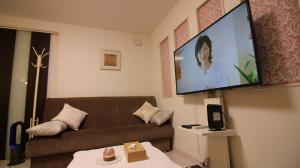 Uma TV ou centro de entretenimento em COCO Shinjuku HOTEL