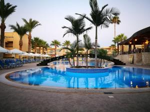a large pool with palm trees in a resort at Pagona Holiday Apartments in Paphos City