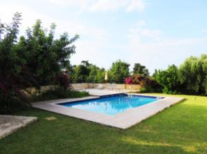 a swimming pool in the middle of a yard at Traditional apartment with view in Douliana Vamos in Douliana