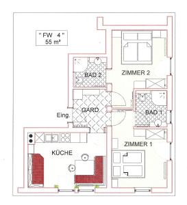 Plan piętra w obiekcie Haus Edring