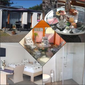 a collage of photos of a living room and a house at Zimmervermietung Kolkwitz - Pension Geisler in Kolkwitz