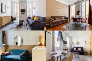 a collage of photos of a living room and dining room at Marseillement votre in Marseille