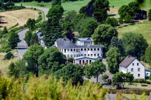 an aerial view of a large house on a hill at Landhotel Eifelblick in Stadtkyll