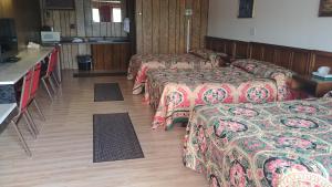 A bed or beds in a room at Falls Motel