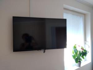 Televízia a/alebo spoločenská miestnosť v ubytovaní Joe Beach Apartman