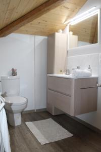 Location Chambres d'Hôtes Clodeguy No 2 في Saint-Sylvestre-sur-Lot: حمام به مرحاض أبيض ومغسلة