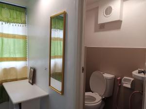 un bagno con un water, un lavandino e uno specchio di Raje Residence a El Nido Altre 48 foto