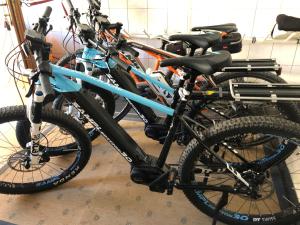 Un grupo de bicicletas estacionadas una al lado de la otra en Appartment Sun Chalet, en Schladming