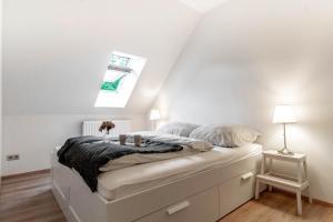 Tempat tidur dalam kamar di Urlaub Holthusen