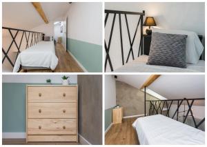 Habitación con cama y vestidor. en Pearl of Sopot, en Sopot