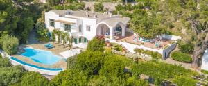 an aerial view of a house with a swimming pool at Il Carrubo Capri in Anacapri