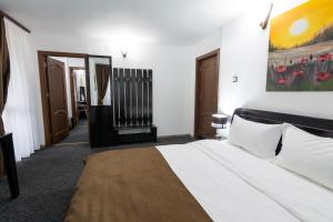 Ένα ή περισσότερα κρεβάτια σε δωμάτιο στο Pensiunea Admiraz