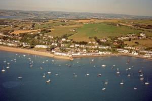 an aerial view of a harbor with boats in the water at Ellerton B&B in Bideford