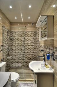 a bathroom with a sink and a toilet and a shower at Apartments Banicevic in Tivat