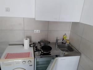 a small kitchen with a stove and a sink at Studio Apartment Sanja 4 in Neum