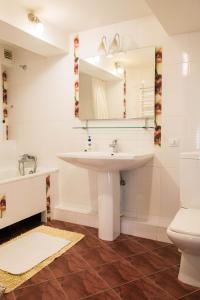 a bathroom with a sink and a toilet at Apartment for Rent on Deribasovskaya street in Odesa
