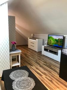 Televízia a/alebo spoločenská miestnosť v ubytovaní Karwia Pokoje & Apartamenty