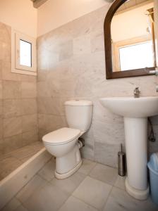 a bathroom with a toilet and a sink at Bleland Mykonos II in Ano Mera