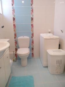 a bathroom with a toilet and a sink at Kymi Bay House in Platána