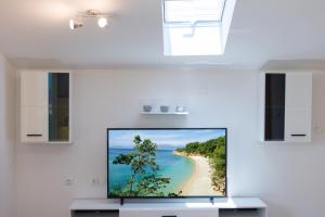 Televízia a/alebo spoločenská miestnosť v ubytovaní Apartmani Admiral