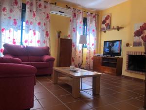 Televízia a/alebo spoločenská miestnosť v ubytovaní Casa Rural Valverde 6