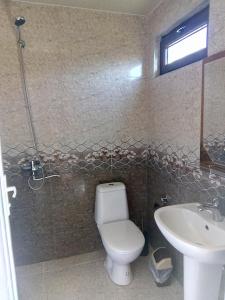 een badkamer met een toilet en een wastafel bij Sunny house Kobuleti in Kobuleti