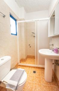 a bathroom with a toilet and a sink at Hotel Elena Syvota in Sivota