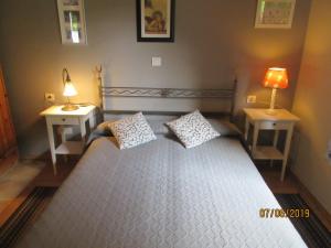 1 dormitorio con 1 cama grande y 2 mesitas de noche en La Muria Apartment en Cangas de Onís