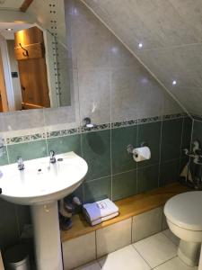 a bathroom with a sink and a toilet at The Moorings in Tarbert