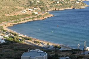 an aerial view of a beach and the ocean at Monolithos Villas in Kipri