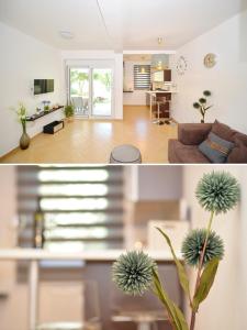 a living room and a living room with a couch at Apartments Kriva Ulica in Kotor