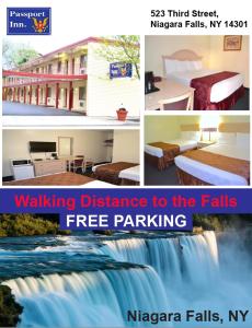 a collage of images of a hotel and a waterfall at Passport Inn Niagara Falls in Niagara Falls