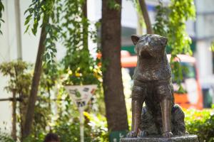 a statue of a dog in a park at Act Hotel Shibuya in Tokyo
