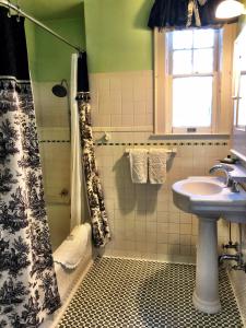 ein Bad mit einem Waschbecken und einer Dusche in der Unterkunft The Inn on Knowles Hill Bed & Breakfast Hotel in Sonora