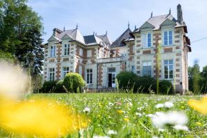 an old mansion with a field of flowers at Chateau De La Plinguetiere in Saint-Aignan-Grand-Lieu