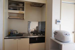 a small kitchen with a sink and a stove at Fushimi Ivy in Kyoto