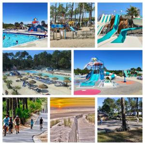 a collage of pictures of a water park at MOBIL HOME Tout confort - Côte Landaise in Saint-Julien-en-Born