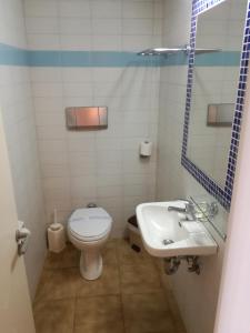 uma casa de banho com um WC e um lavatório em Apollon Suites em Caristo