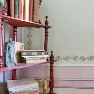 un estante de libros con libros con un montón de libros en Casa Borio, en Bioglio