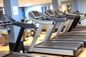 a row of tread machines in a gym at MILL Hotel & Spa in Chester