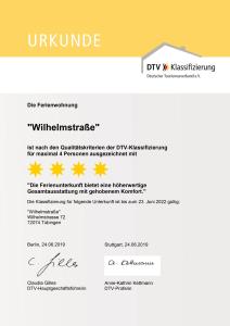 Certifikát, hodnocení, plakát nebo jiný dokument vystavený v ubytování Ferienwohnung Wilhelmstraße