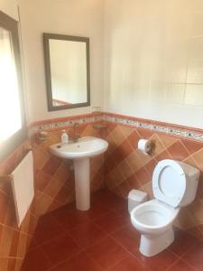 y baño con aseo y lavamanos. en Alojamiento Rural '' Los Ciruelillos'', en Trevélez