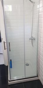 a shower with a glass door in a bathroom at Bubu Beach 1-B in Los Cristianos